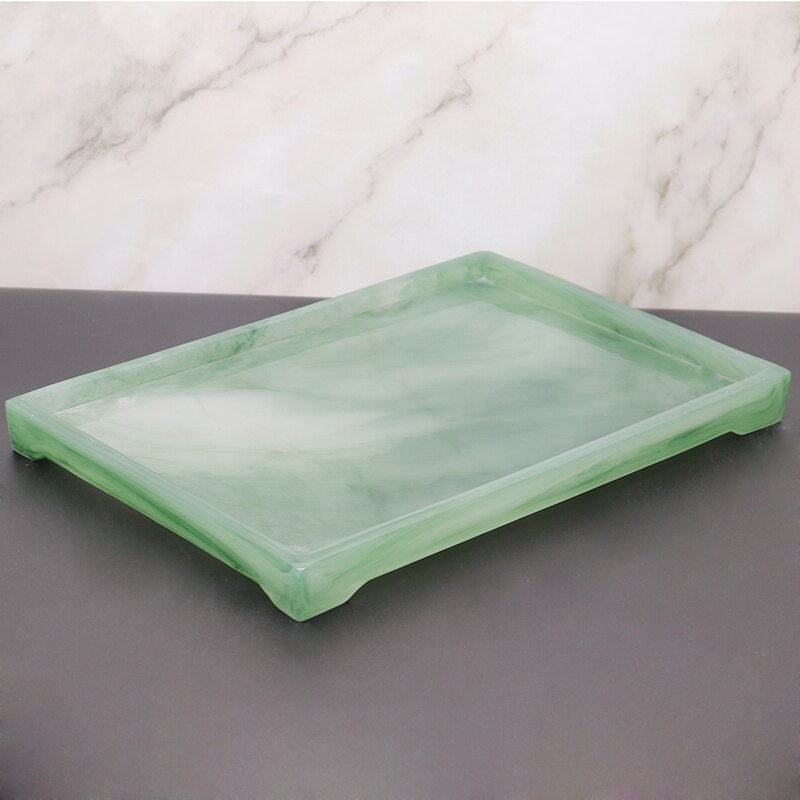 Ensemble d'accessoires de salle de bain vert Texture émeraude, fournitures de bain Imitation Jade, distributeur de savon Portable, tasse de bouche, outils de bain en résine: Tray large