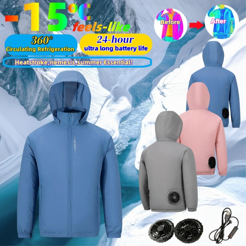 Gilet Raffreddante - Giacca Ventilatore Ghiaccio - Poliestere Traspirante - Abbigliamento Lavoro Uomo Clima Caldo
