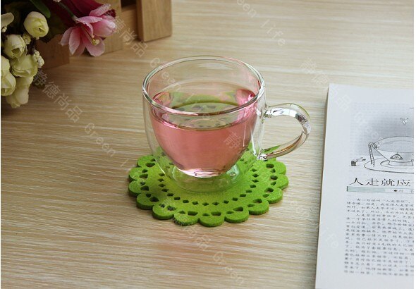 1Set 150Ml Hittebestendige Dubbele Laag Mode Koffie Thee Kop En Schotel Set J 1058