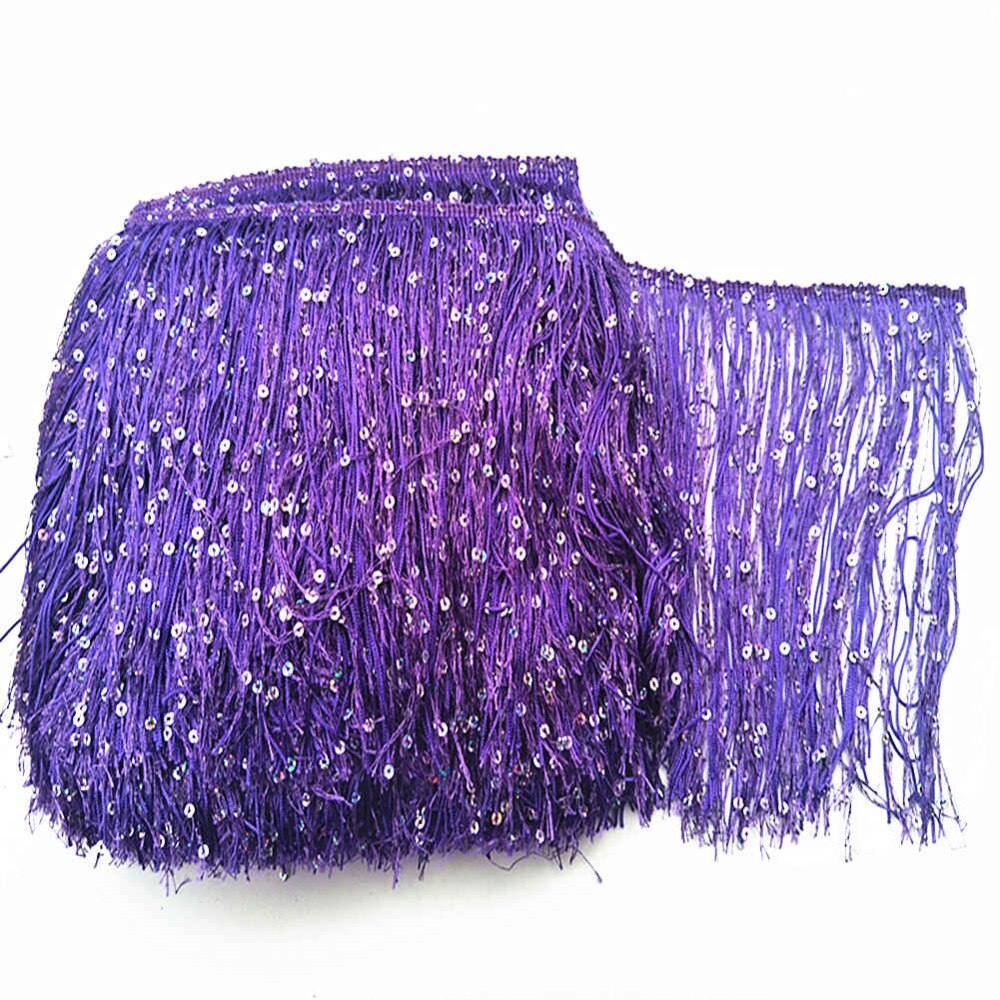 Borlas de lentejuelas/accesorios de pendientes/borlas de seda/accesorios de joyería, materiales de ropa DIY, 20cm/8 pulgadas de ancho, 10 yardas,