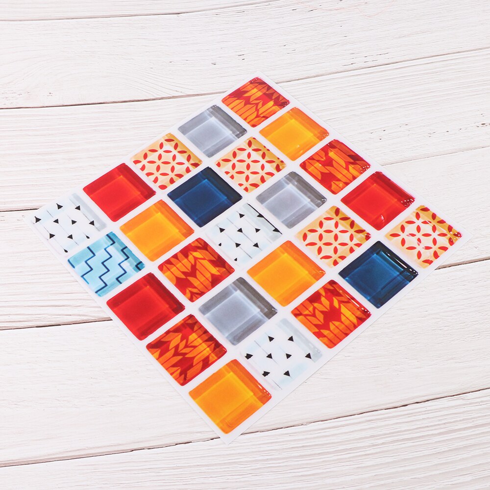 6PCS/Set 20cm 3D Mosaic Floor Tiles Diagonal Wall Stickers Bathroom Kitchen Waist Line Decoration Art Mural Tile Wall Decals