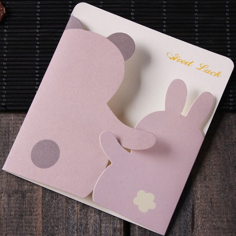 5 PCS Cartoon Animals Small Greeting Cards Season Happy Birthday Party Message Card with Envelopes EH004: E