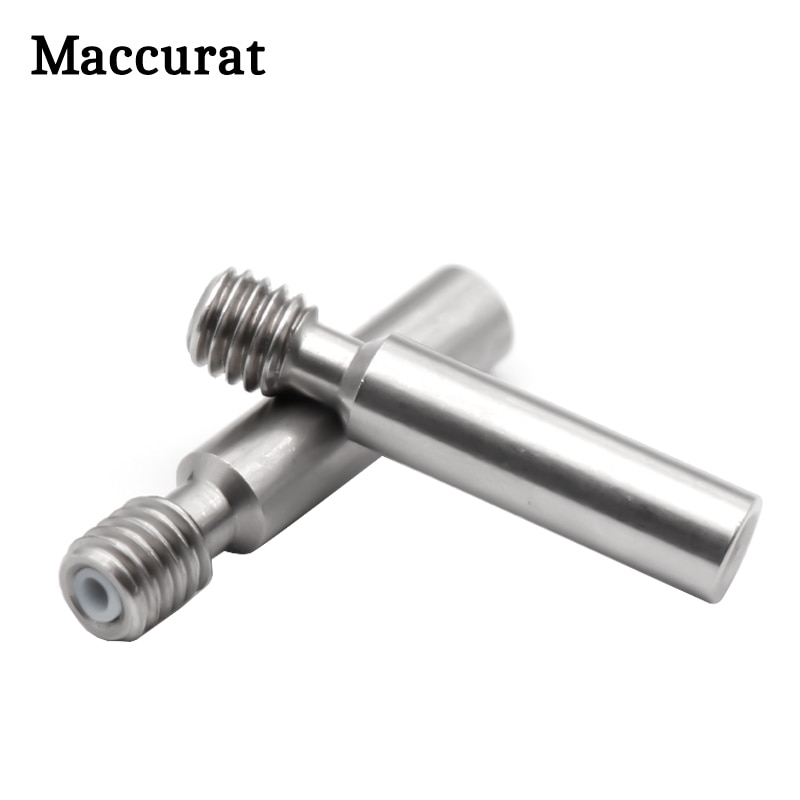 Lote de 5 unidades de roscas de acero inoxidable MK8 M6 con PTFE, 6x30mm, alimentación más larga, filamento de 1,75mm, piezas de impresoras 3D