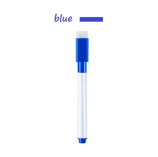 Magnetische Whiteboard Marker Pen White Board Droog Vegen Fijne Penpunt Pen Met Gum Rubber Magnetische Markers Borstel Koelkast Magneten: Blue  inks