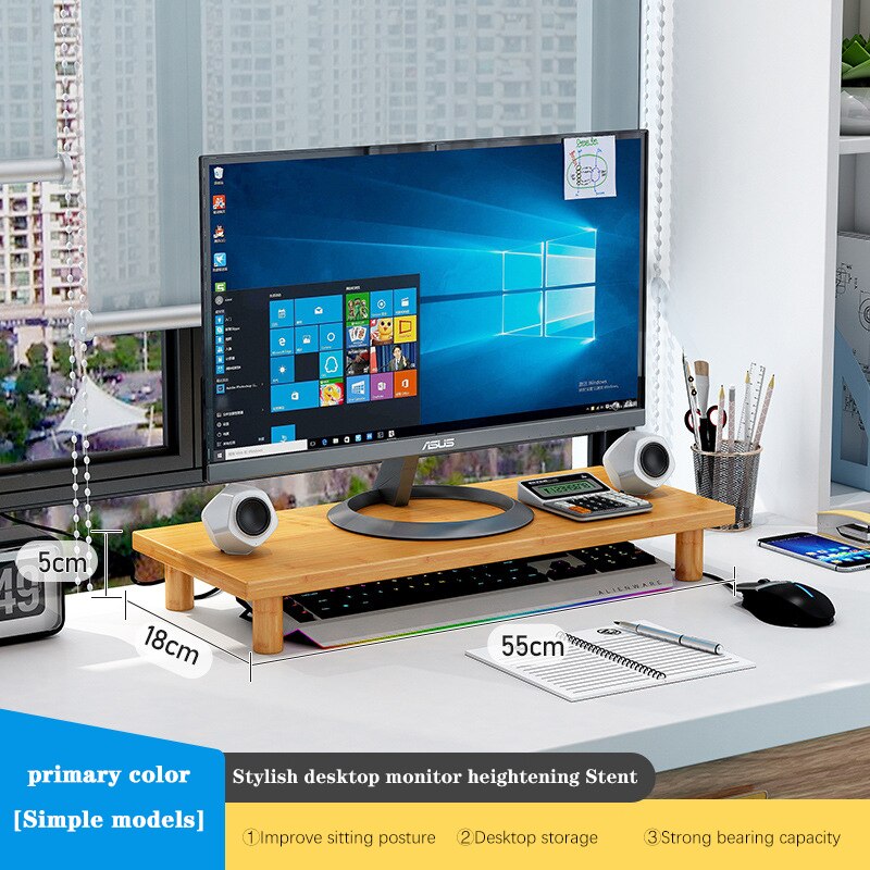 Monitor Stand Laptop Stand Base Desktop Storage Extension Stand Desk Shelf: Primary color simple