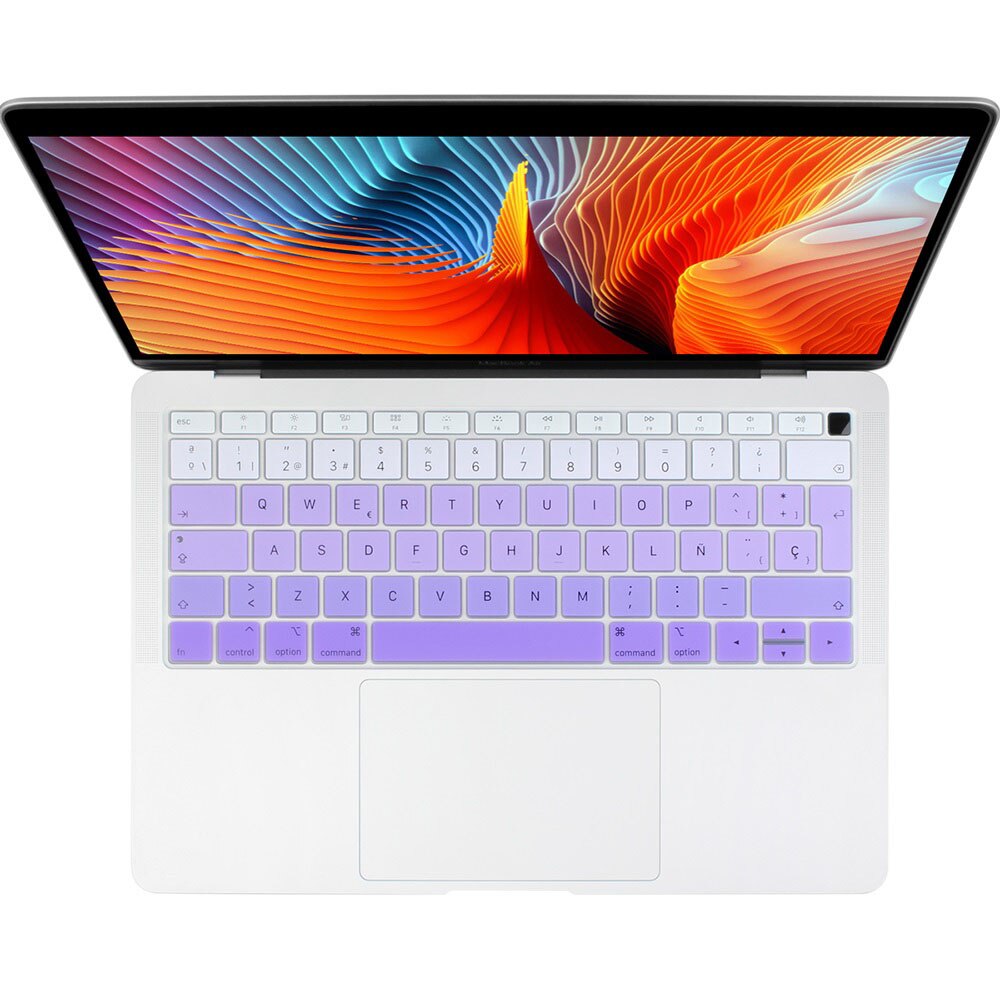 Euro Russian Spanish French Arabic Water Dust Proof keyboard Cover Skin for Macbook Air 13 A2179 A1932 Touch ID: EU Spanish purple