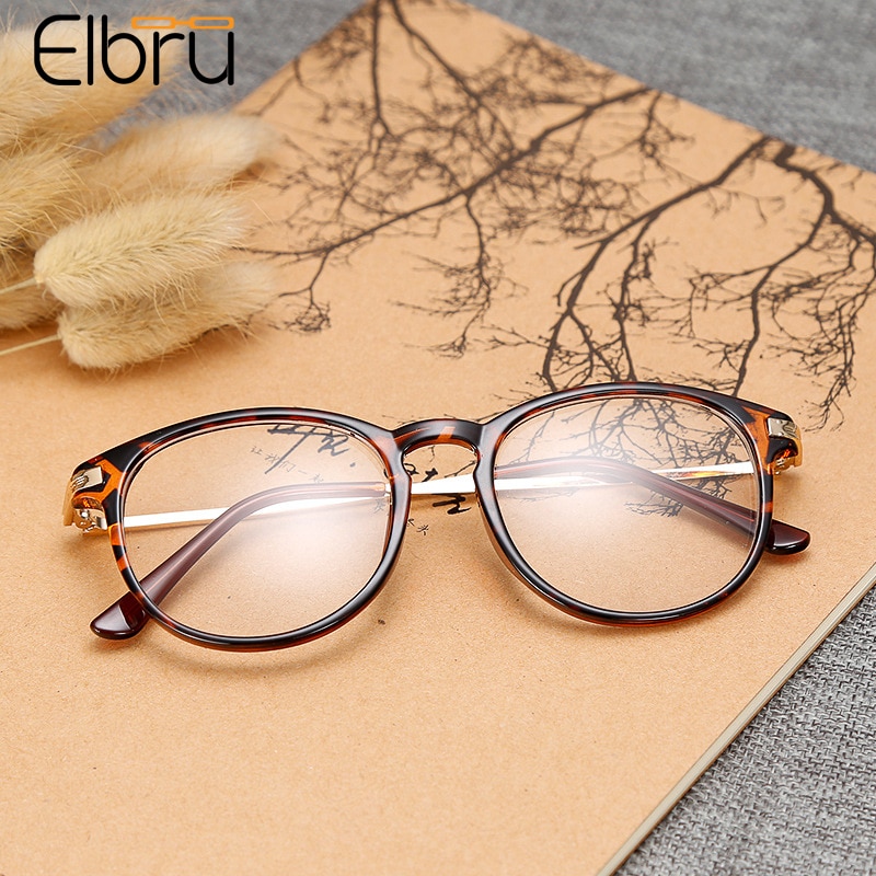 Elbru Klassieke Mode Plain Bril Retro Kleurrijke Brillen Comfortabele Grote Metalen Bril Frame Clear Lens Bril Unisex