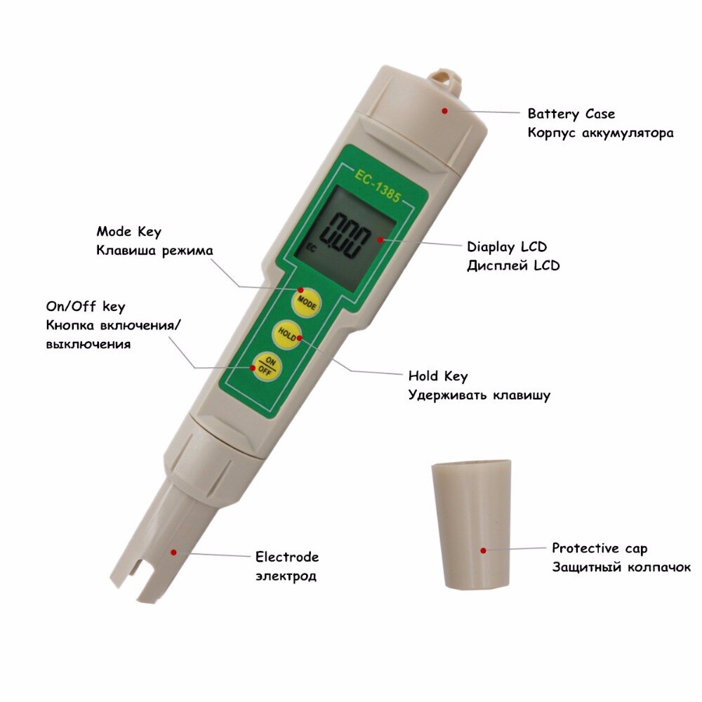 3 in 1 EC CF TDS Meter Waterdicht Geleidbaarheid Hydrocultuur Digitale Tester Water Meting 19990ppm EC-1385 40% off