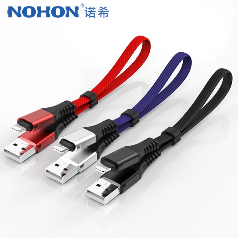Nohon cabo de dados usb curto, iluminação para iphone xs xr x 8 7 6 6s 5S 5c 5 plus para ipad mini carregador de cabo de energia 0.3m