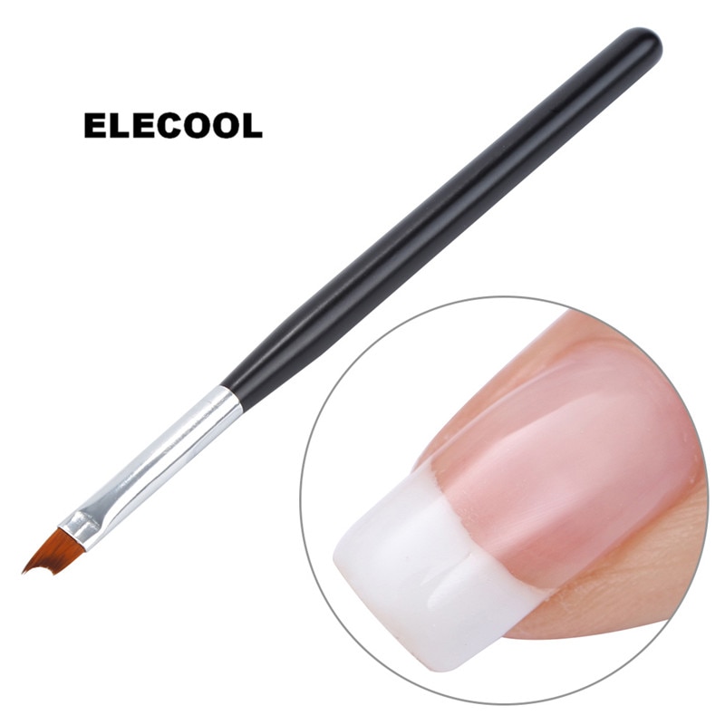 Elecool 1 Pc Nagelborstel Nail Art Salon Pen Flat Puntjes Tool Half Moon Borstel Schilderen Nail Pen Borstels Voor manicure 4 Kleuren