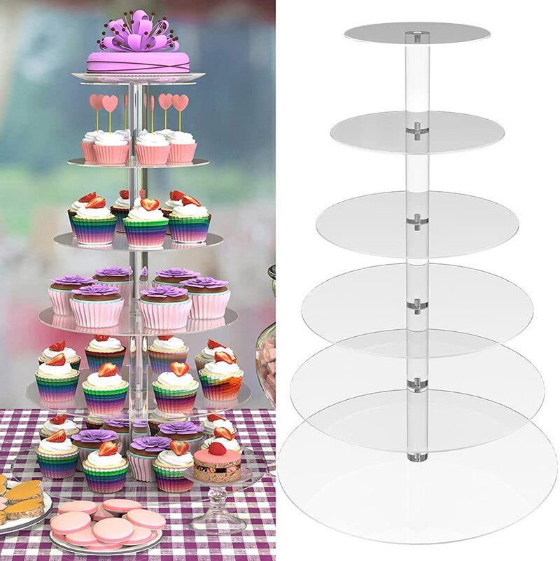 3/4/5/6/7 Tier Acrylic Wedding Cake Stand Crystal Cup Cake Display Shelf Cupcake Holder Plate Birthday Party Decoration Stands