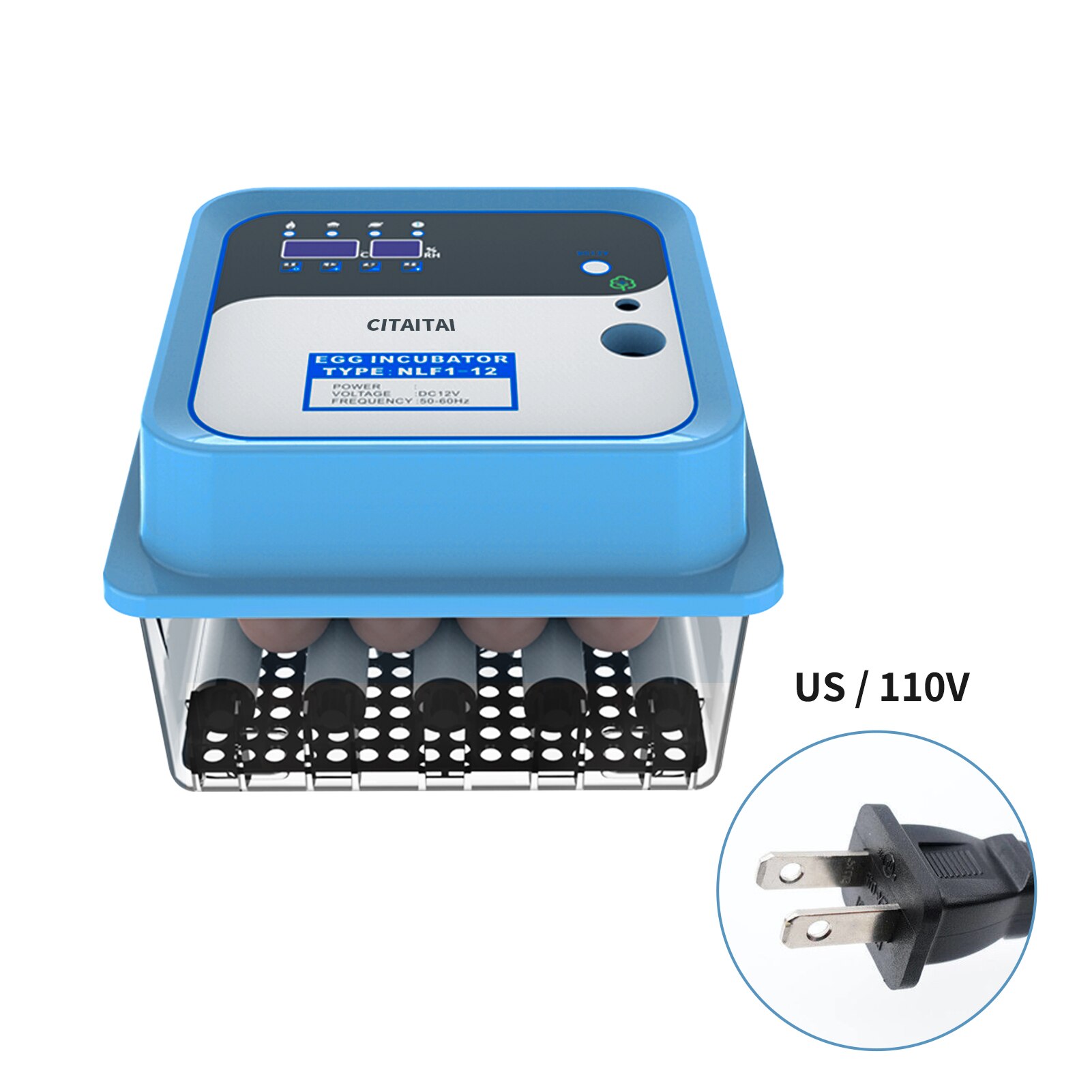 Egg Incubator Fully Automatic Incubator Household Brooder Farm Chicken Bird 12 Eggs Animal Supplies Hatching Machine Poultry: US plug-12 eggs