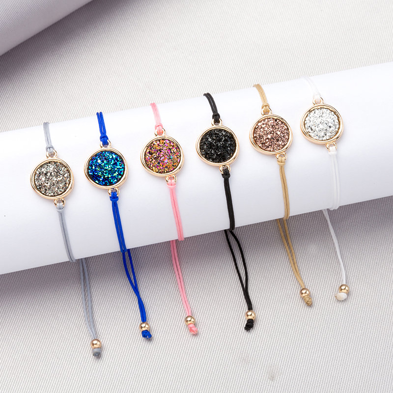Ronde Druzy Drusy Armband Faux Hars Druse Stone Verstelbare Touw Koord Armband Sieraden voor Vrouwen/Vriendin