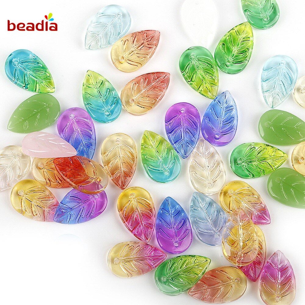 18x11mm Czech Glass Leaf Beads Jewelry Making Supply Czech Leaf Beads DIY Earring Finding Clothing Supplies 20pcs/bag