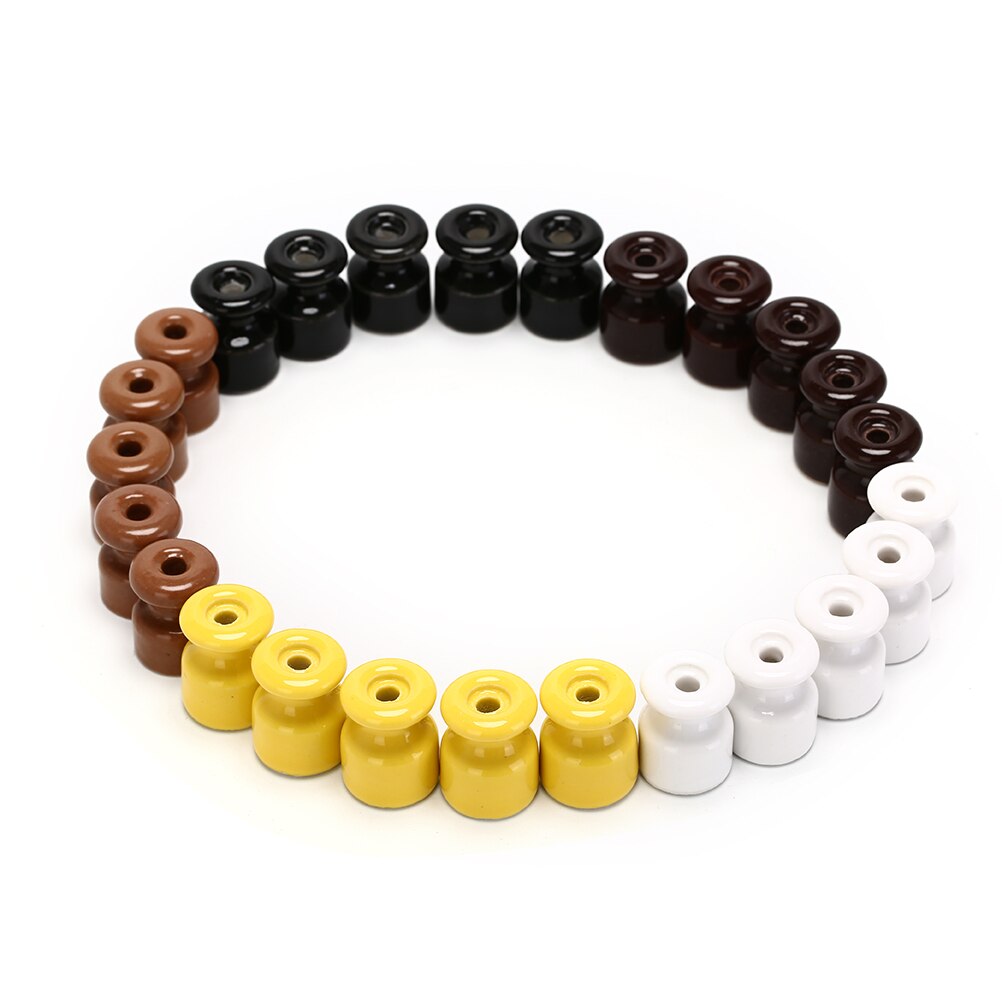 5 Stks/partij Porseleinen Isolator Voor Muur Bedrading Keramische Isolatoren 5 Kleuren Frequentie Elektrische Porselein Keramische Isolator