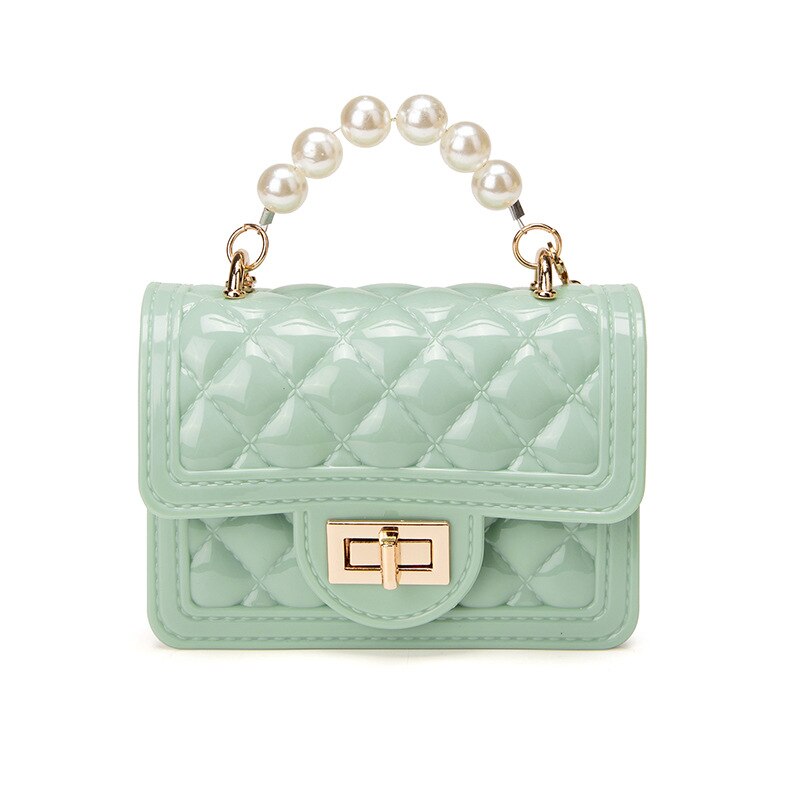 Mini borse e borsette da donna borse a tracolla in gelatina di PVC per donna portafoglio con monete borse a catena per feste da ragazza Tote: green pearl