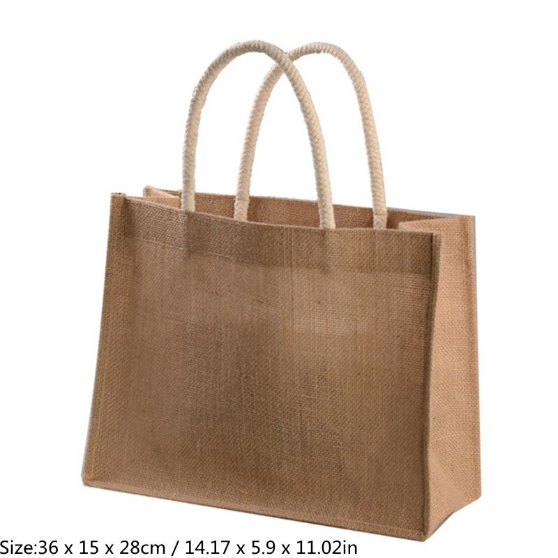 Durevole tela da imballaggio Tote Shopping Bag borsa della spesa riutilizzabile in iuta con manico decorazione fai da te pittura Bookbag scuole borsa da spiaggia