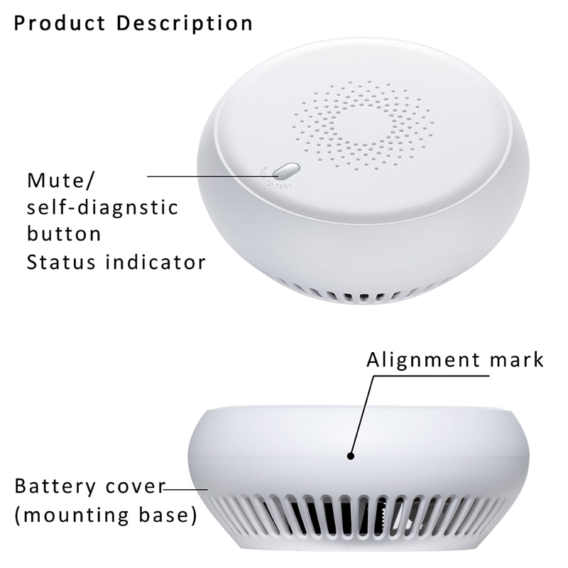 Tuya Smart Zigbee-Sensor Detector de humo, sistema de alarma de seguridad para el hogar, Notificación por aplicación Smart life