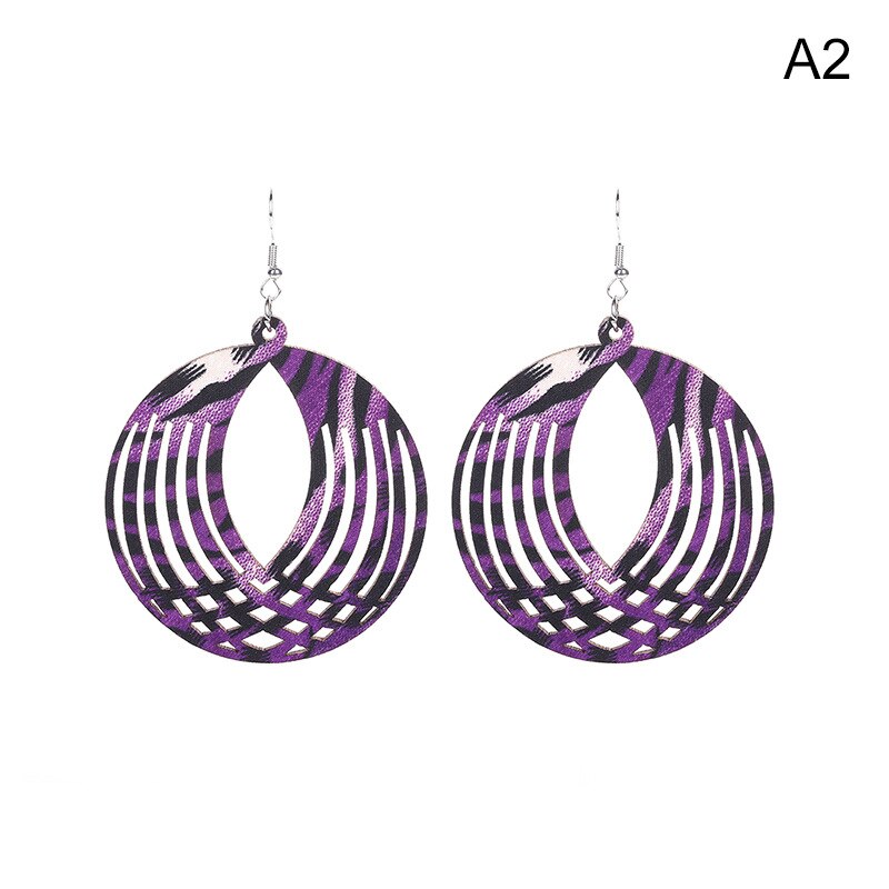 Frauen Holz Ohrringe Jahrgang Ethnische Weibliche Stock Tuch Runde Hohl Gestreiften Baumeln Ohrringe Koreanische Haken Brincos: C2