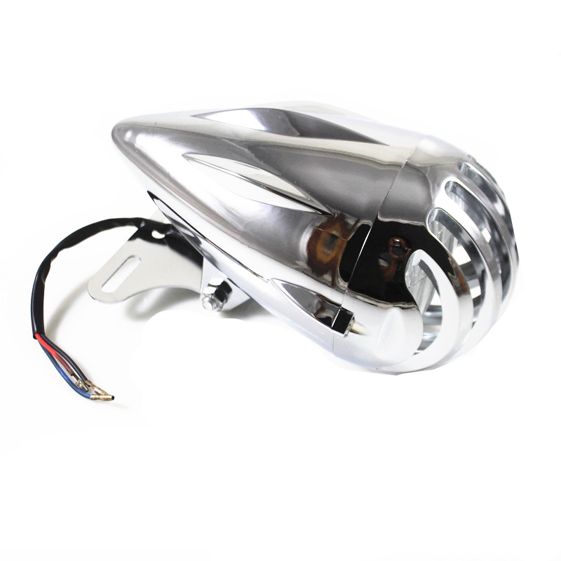 12v Motorcycle Bullet Head Light Headlight Lamp w/Bracket Mount For Harley Dyna Electra Glide Softail Cruiser Offroad: chrome