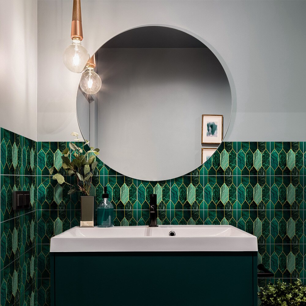 20 x 20cm grøn forgyldning mosaik fliser klistermærke vandtæt selvklæbende pvc væg klistermærker til badeværelse køkken jorden paster dekor