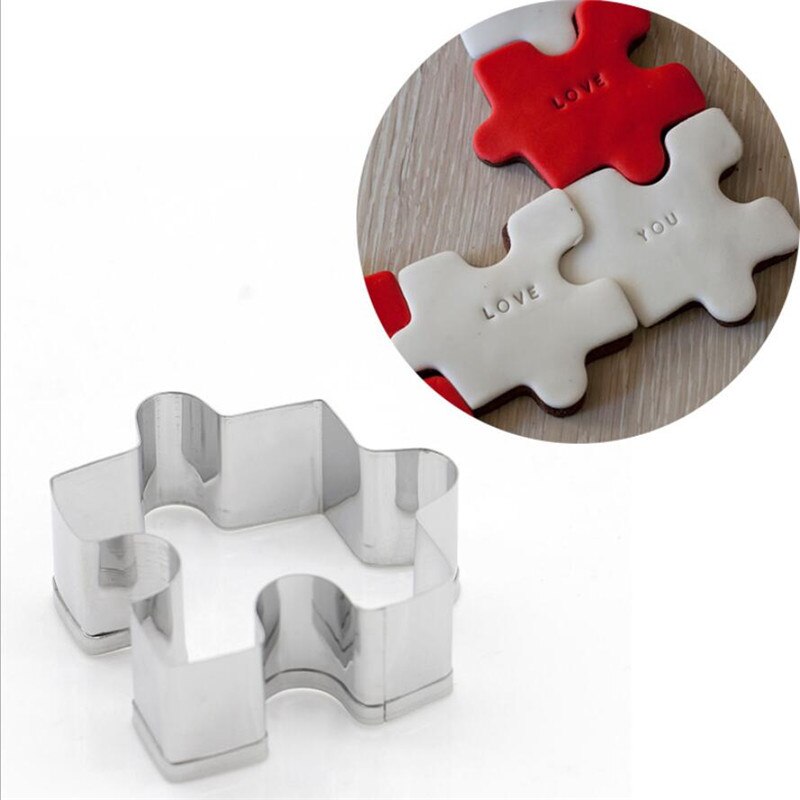 1PC Weihnachten Cookie bilden Edelstahl Cookie Cutter Puzzle DIY Keks bilden Nachtisch Backformen Kuchen bilden Cookie Stempel Fondant