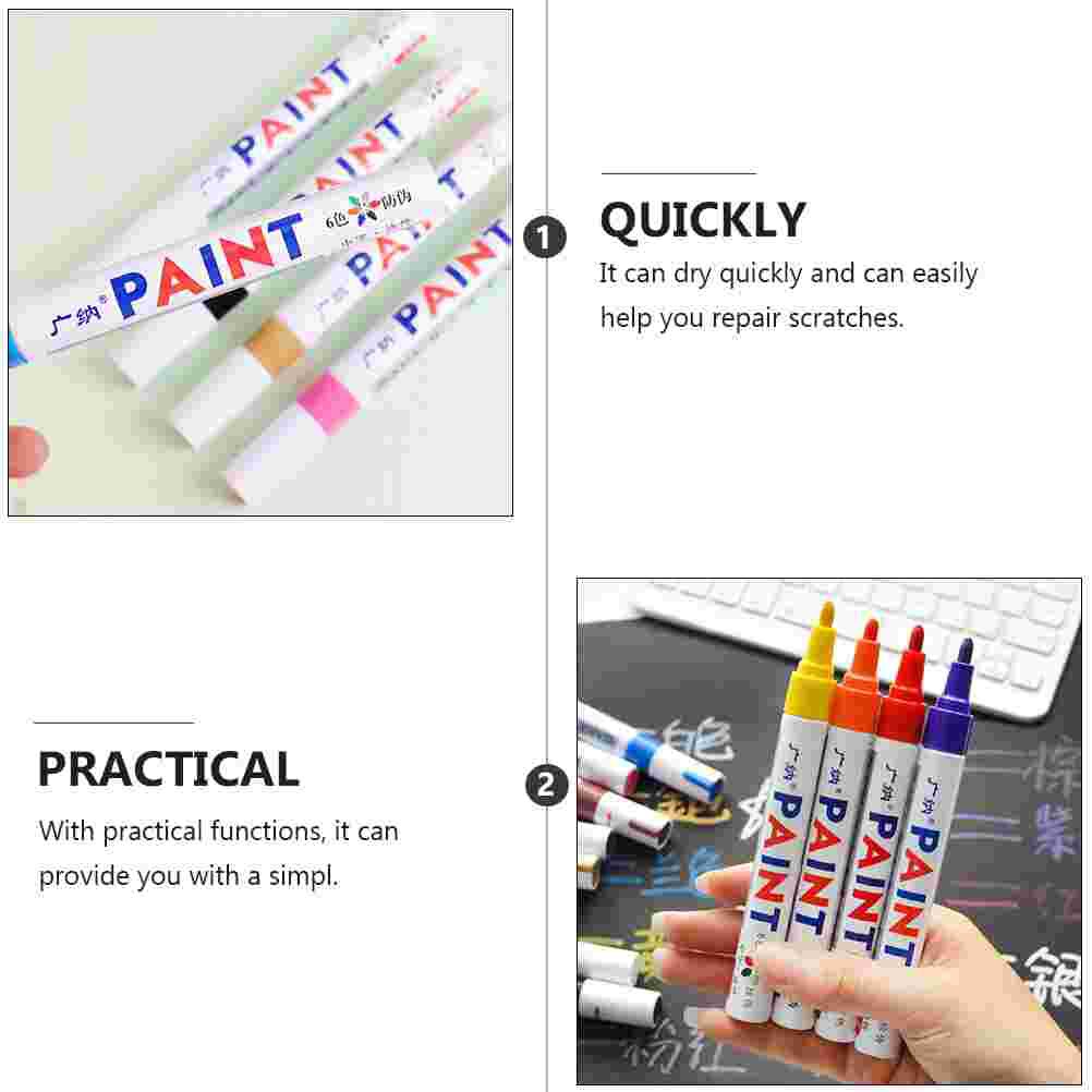 6pcs Industrial Paint Pens Paint Repair Pen Waterproof Marker Graffiti Color Markers