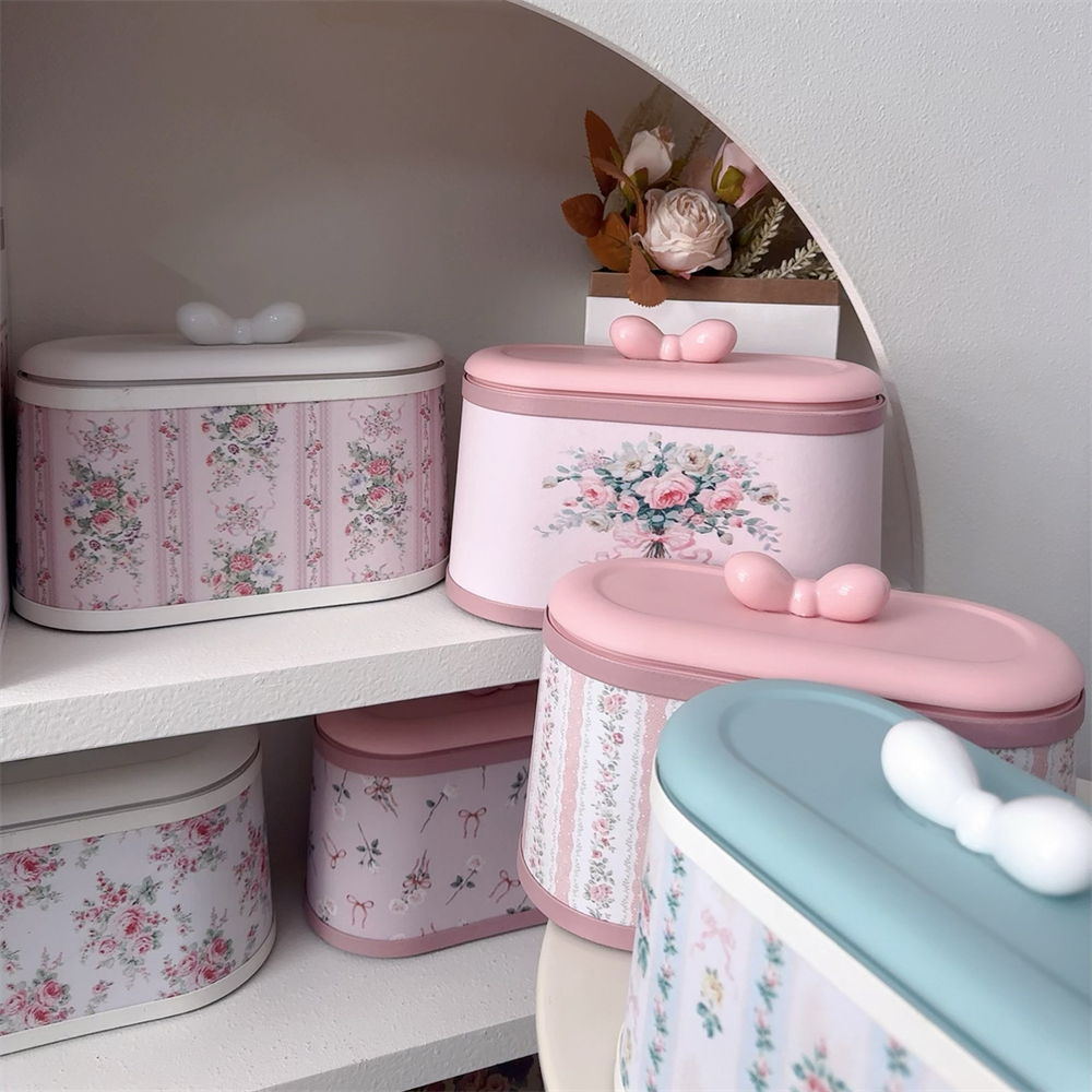 High-Rise Storage Bucket With Lid Home Dressing Table Desktop Storage Bucket Office Desk Press-type Printed Cute Storage Box