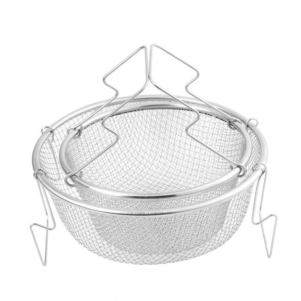 Round Stainless Steel Fried Basket Mesh Strainer Frying Chicken Chips Colanders Kitchen Strainer Basket Mesh Food Strainer
