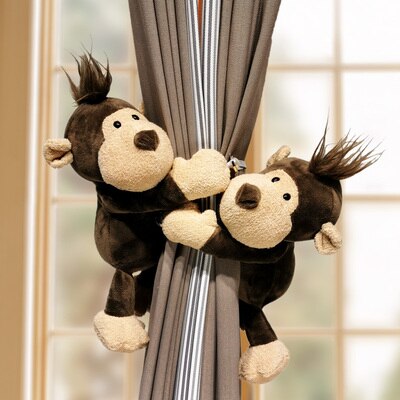 Ganchos de sujeción para cortinas, accesorios de decoración para habitación de niños, correas para cortinas, animales del bosque de la selva, 2 uds.: F