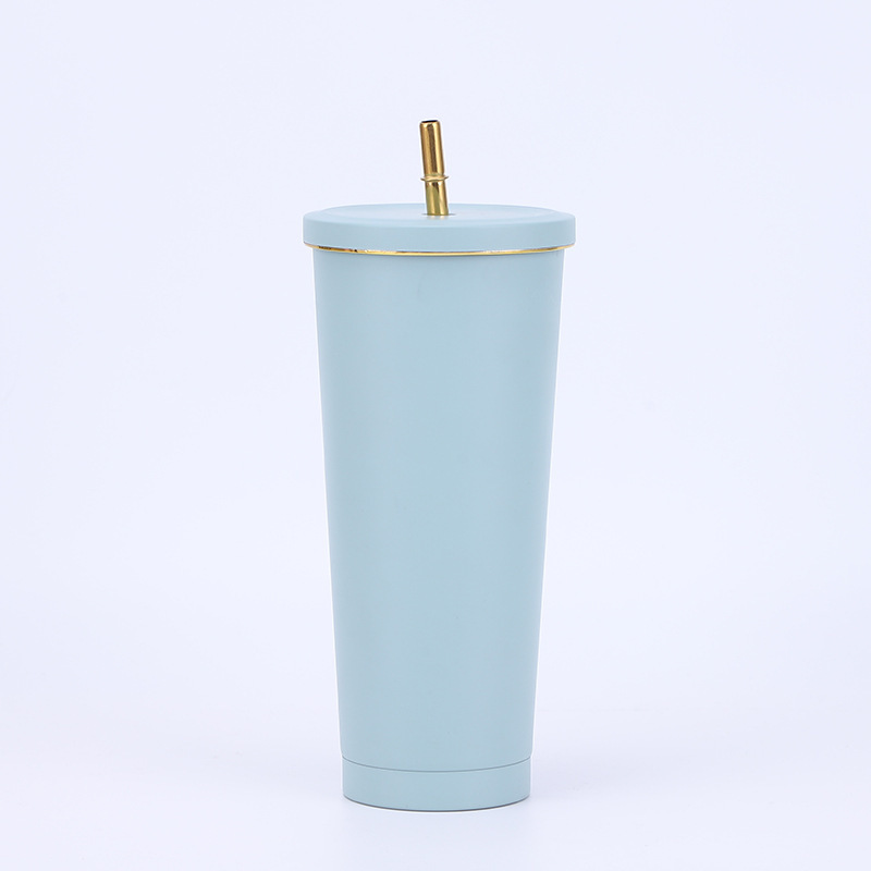 Vacuum Insulated Mug Stainless Steel Thermos Cup Car Coffee Milk Tea Drinking Cup With Straw: Burgundy