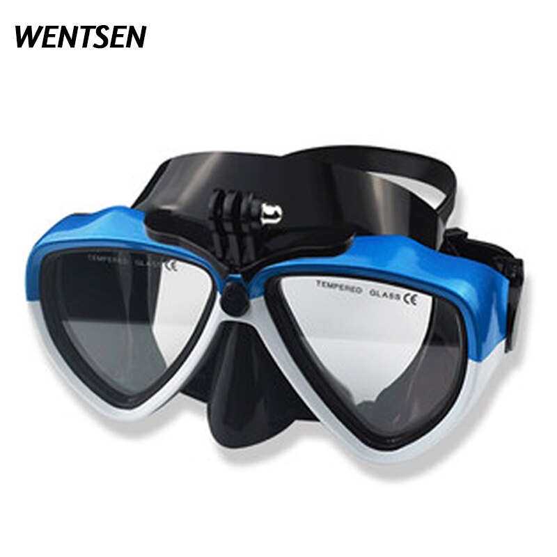 scuba dive mask kits Underwater snorkel deep diving equip full face goggles Suitable For Most Sport Camera: Black blue