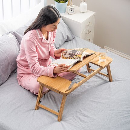 Cooling computer desk small table bed bamboo folding table dorm with lazy table study desk