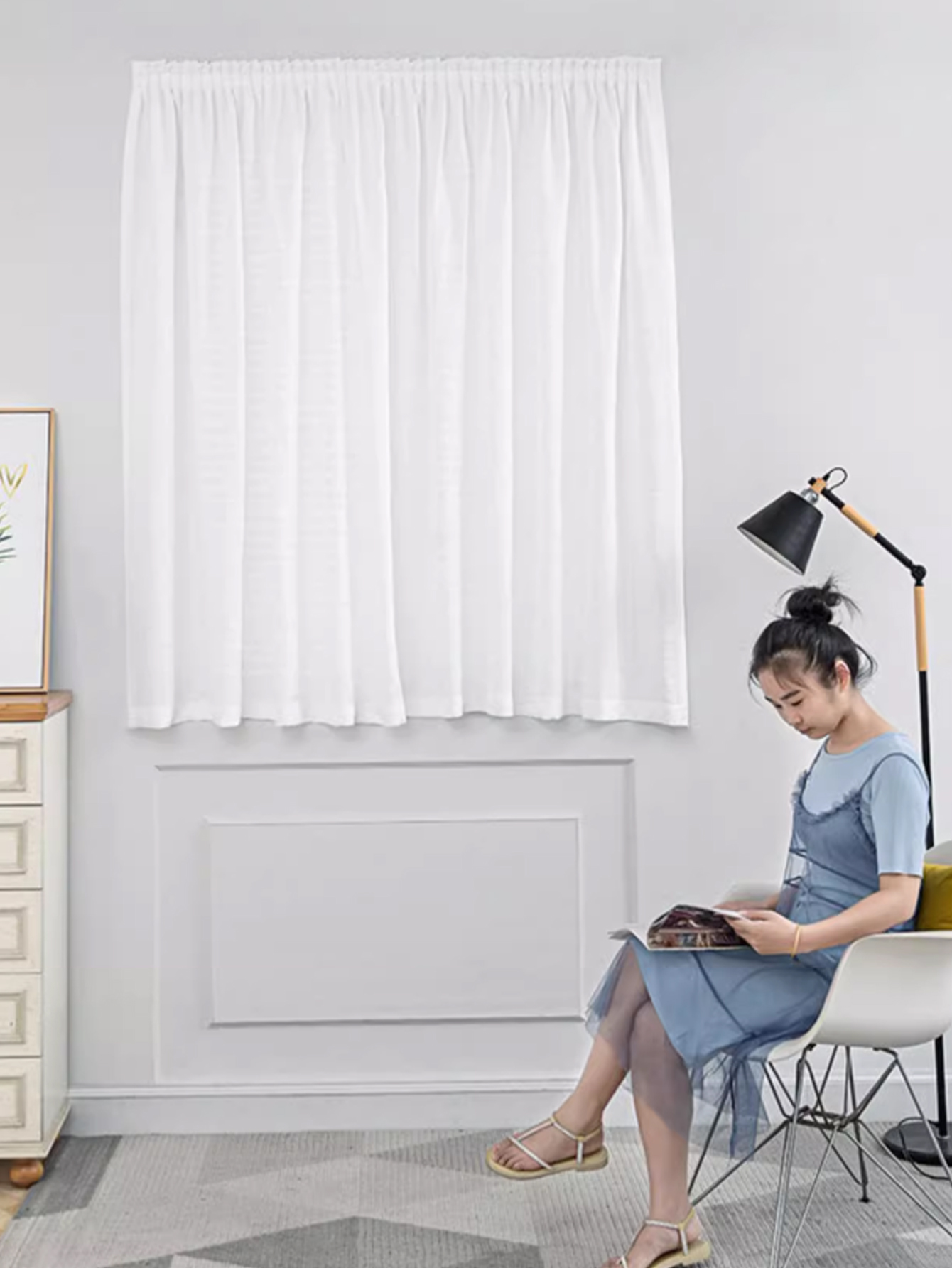 1pc Tenda adesiva senza punzonatura installazione balcone garza autoadesiva bianca telecamera da letto finestra a bovindo semi-opaca incollata brusco