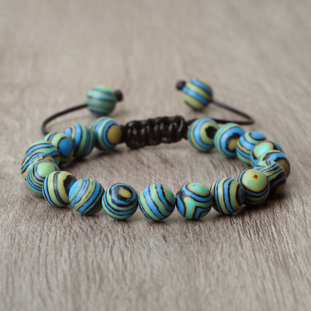 Colorful 8mm Malachite Braided Bracelet Women Men Adjustable Couple Bracelet&Bangles Friendship Pulsera Jewelry