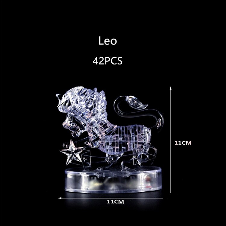 Assembly Horoscope 3D Crystal Puzzle Flashing LED Light Kids 12 Constellations Horoscope Jigsaw Puzzle Toys For Kids: Leo