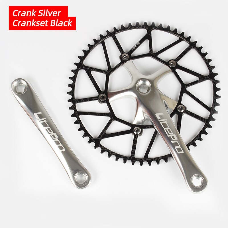 Litepro Lp 130BCD Fiets Kettingblad 50 52 54 56 58T Aluminium Enkele Disc Ketting Wiel Vouwfiets Vierkante gat Crankstel: Silver Crankset 58T