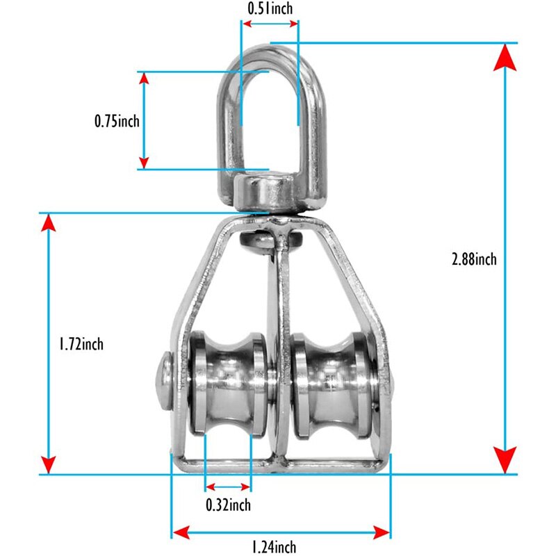 2 Poulies En Acier Inoxydable Et Nylon - Pour Bateau, Voilier, Kayak, Levage De Cordage