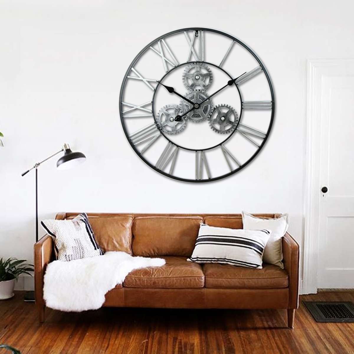 Dia60cm Industrial Gear Wall Clock Decorative Retro MDL Wall Clock Industrial Age Style Room Decoration Wall Art Decor