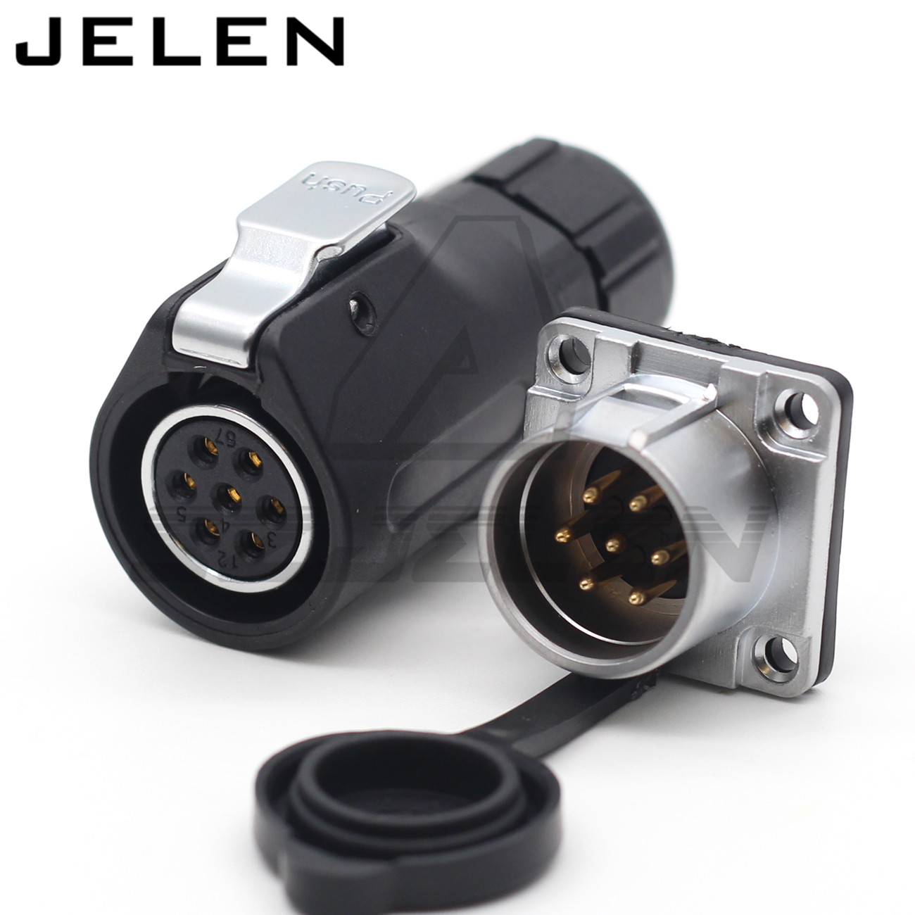 XHE20, IP67 2/3/4/5/6/7/8/9/10/12 pin Waterproof connector Square 4 holes panel mount connector power cable female plug socket