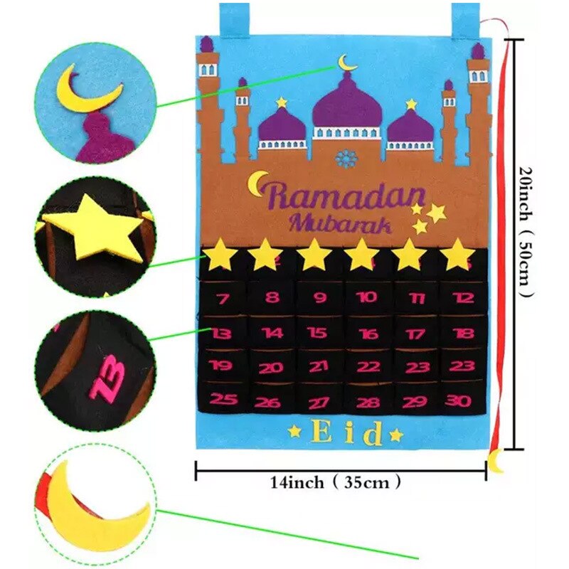 Eid Mubarak Advent Kalender Ramadan Kalender Twilight Vilt Countdown Decoraties Vilt Moskee Countdown Kalender Kinderen Aanwezig