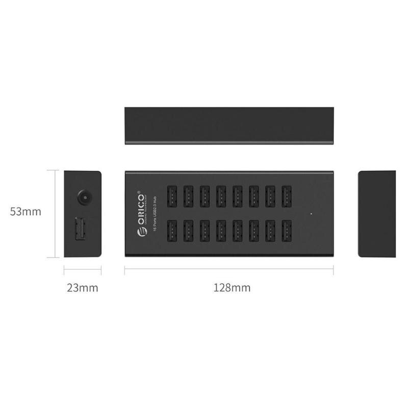 Orico  h1613 usb hub 16 porttia usb 2.0 hub multi usb 2.0 splitter adapter dock with 12v/2a eu plug power adapter for macbook laptop