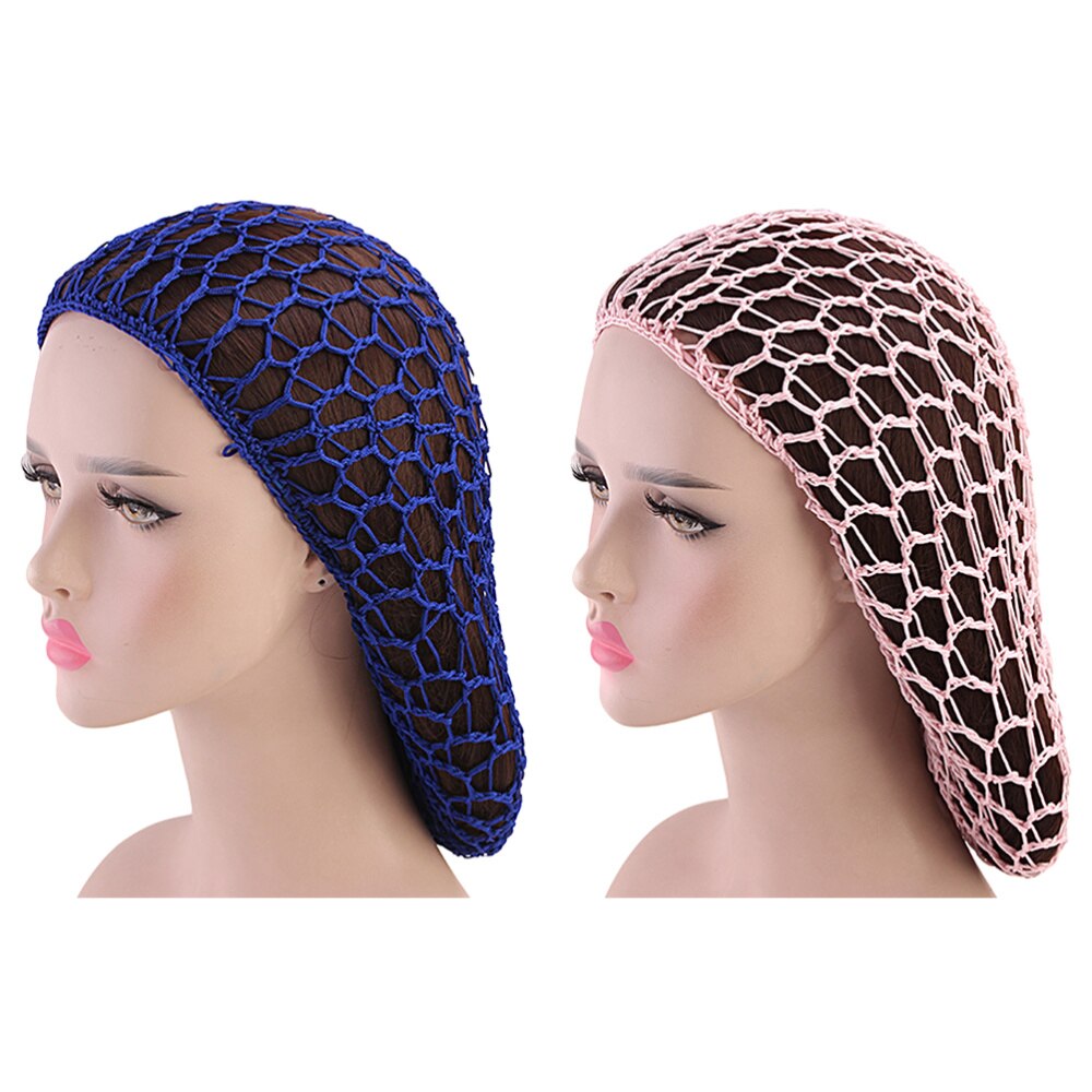 Bonnet de nuit artisanal en Crochet pour femmes, 2 pièces, chapeau de nuit Long, protection des cheveux: Picture 5