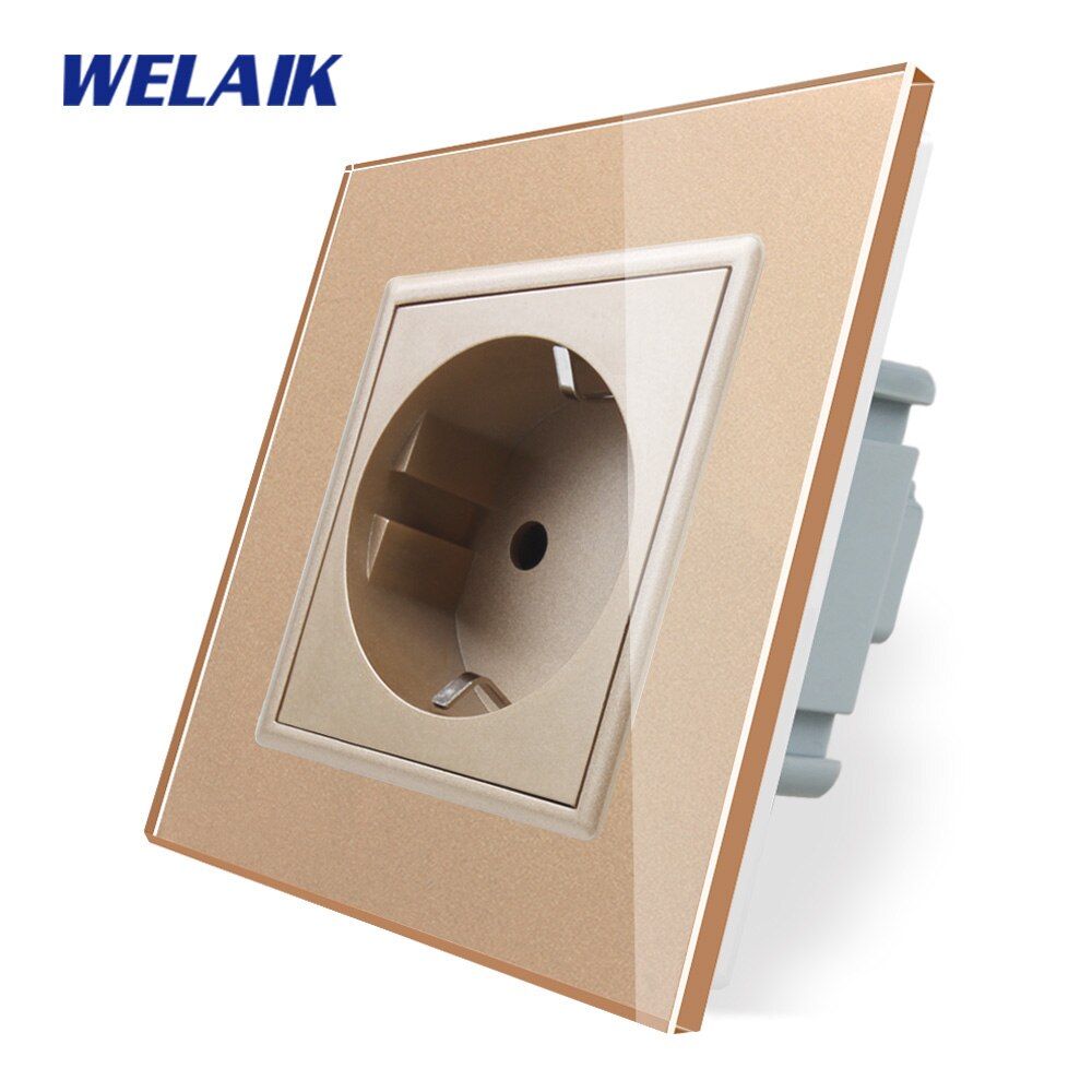 Welaik merke krystallglasspanel eu tyskland vegguttak europeisk standarduttak  ac110 ~ 250v 16a a18ew