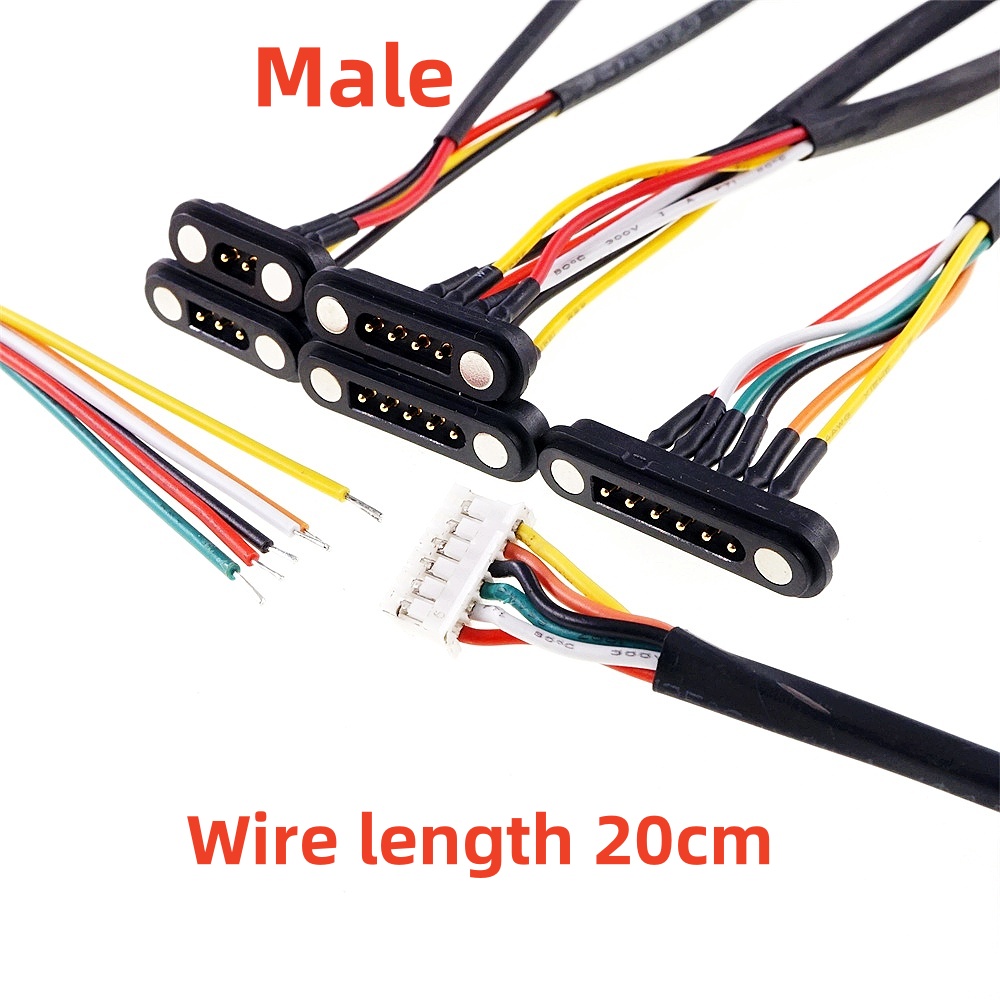 2Pcs 2 3 4 5 6Pin DC 2.54mm Magnetic Pogo Pin Connector Male Female 2A Waterproof High Current Spring Loaded Power Socket