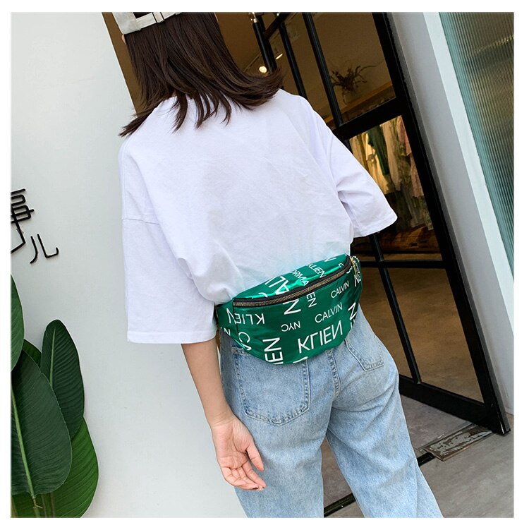 Frauen Männer PU Leder Taille Tasche knapp Drucken fanny Packungen Männer fanny Packungen für Frauen unisex Brust Tasche lässig Taschen: Grün