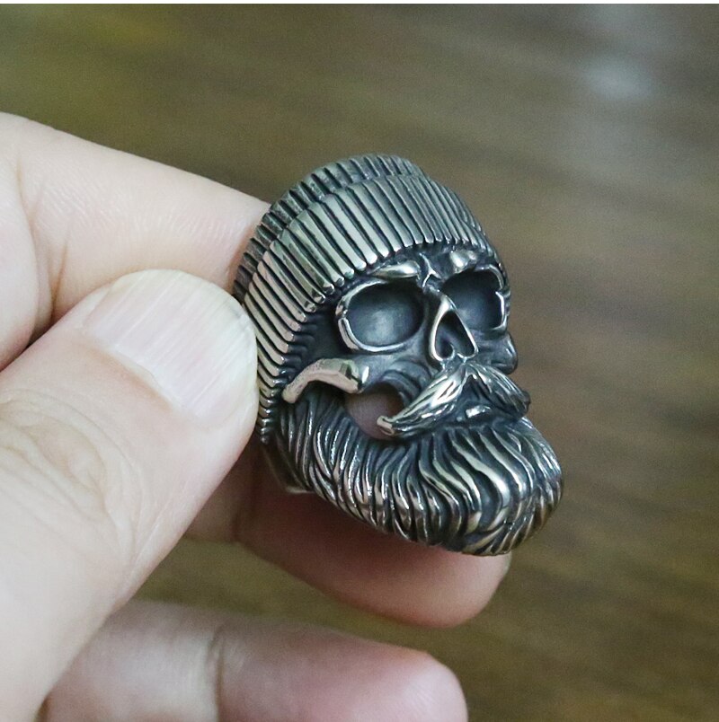 Punk Grote Baard Dragen Hoed Schedel Ring Mannen Jongens Roestvrij Staal Oude Man Skull Biker Ringen Cool Hip Hop Sieraden creativiteit