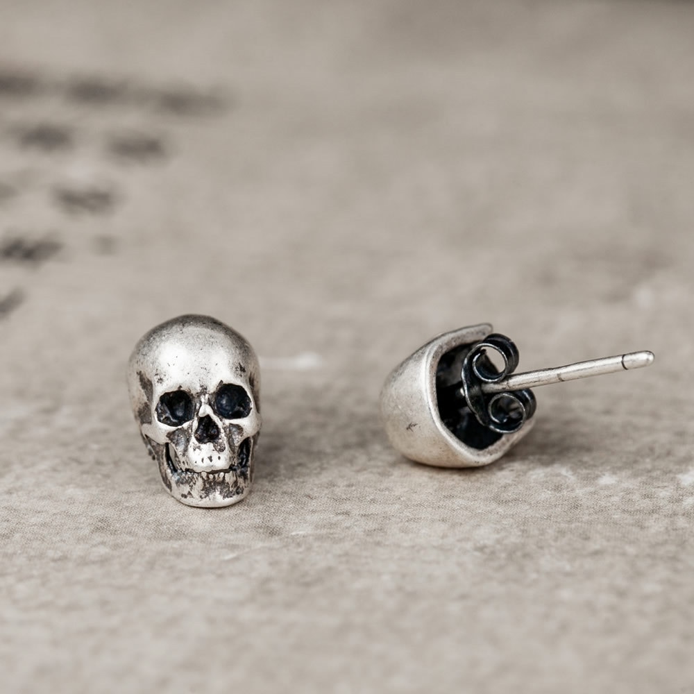 925 Sterling Silver Skull Stud Earrings Women Earrings Gothic Party Wedding Jewelry for Girls Women Jewelry Punk Earrings