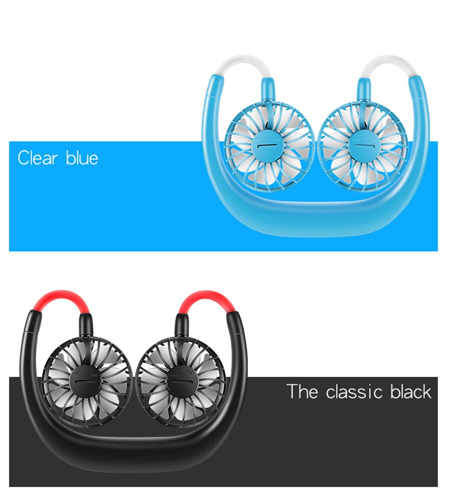 Verstelbare 7 Blad Mini Usb Draagbare Desk Fan Nekband Oplaadbare 3 Gears Sport Hals Air Fan Conditioner