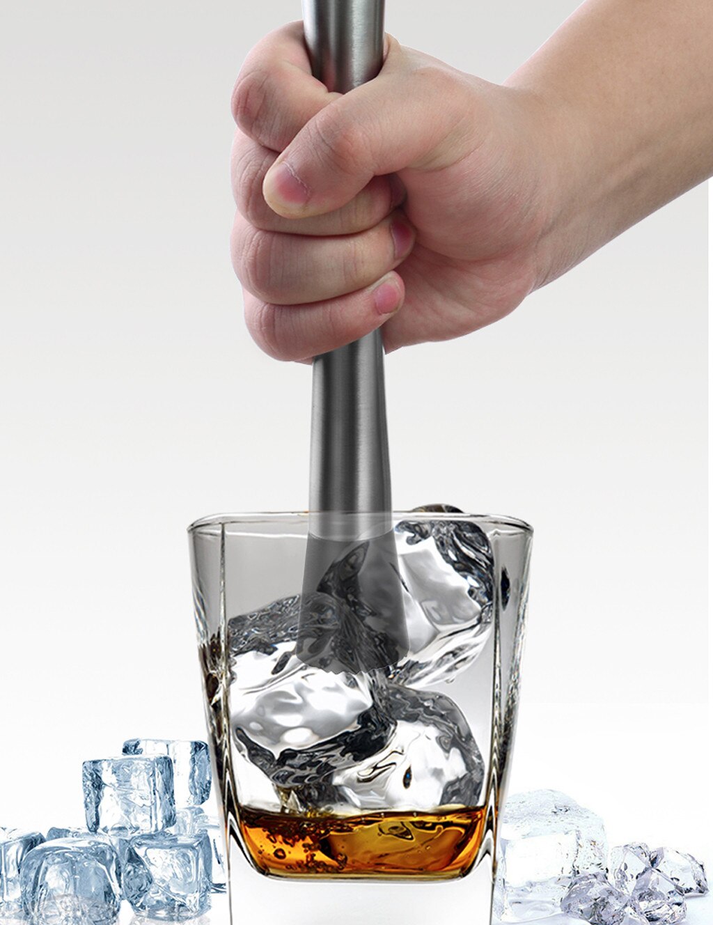 Bâtonnet mélangeur de vin en acier inoxydable, agitateur à Cocktail, écrasement à la main, boisson de fruits, glace écrasée, outil de bar pour la maison
